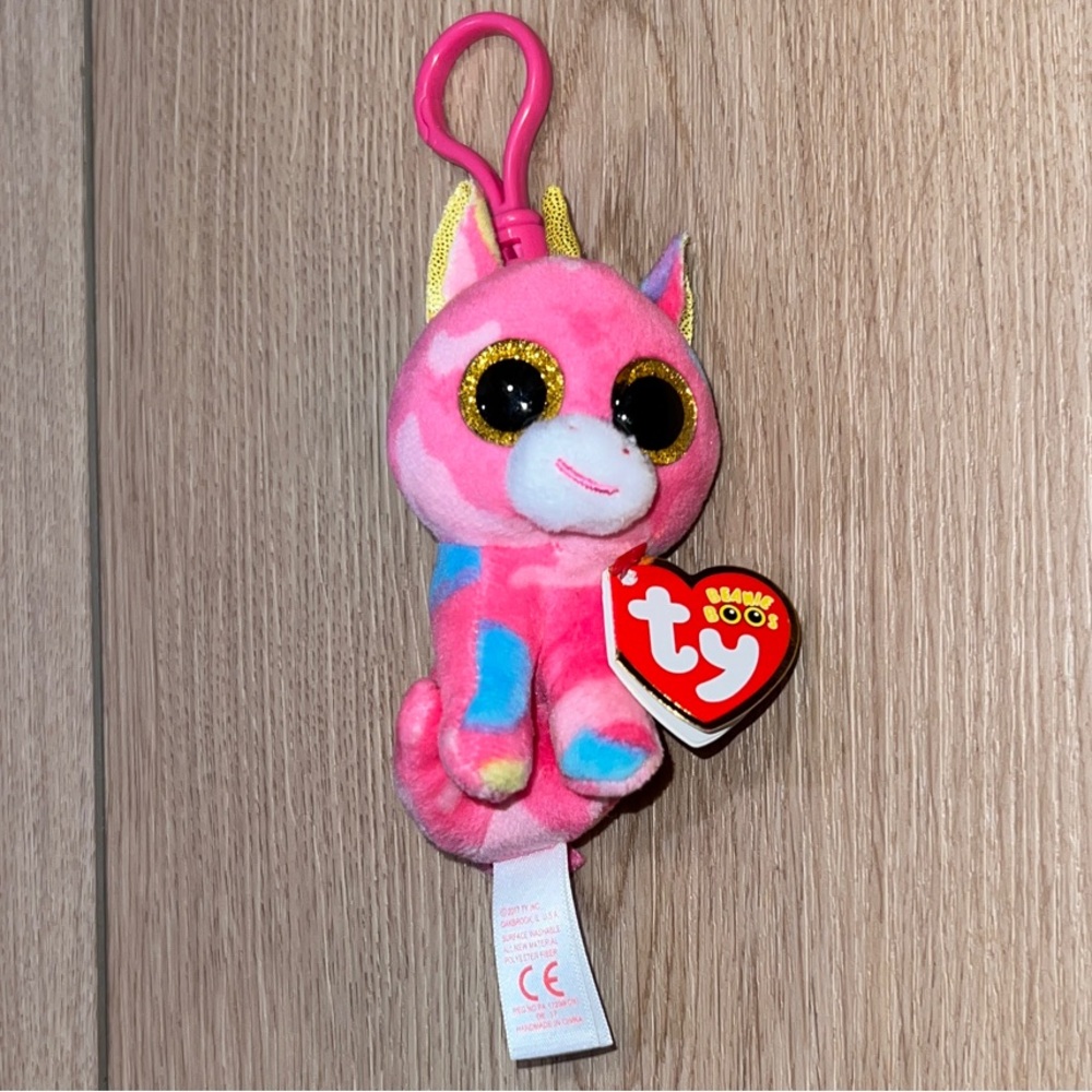 Fantasia the Unicorn - Ty Bennie Boo’s Pink and Gold Unicorn Clip-On